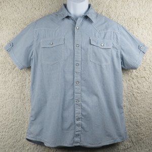 Urban Pipeline* Men's Short Sleeve Snap Down Curved Hem Pocket Shirt~ Size Large